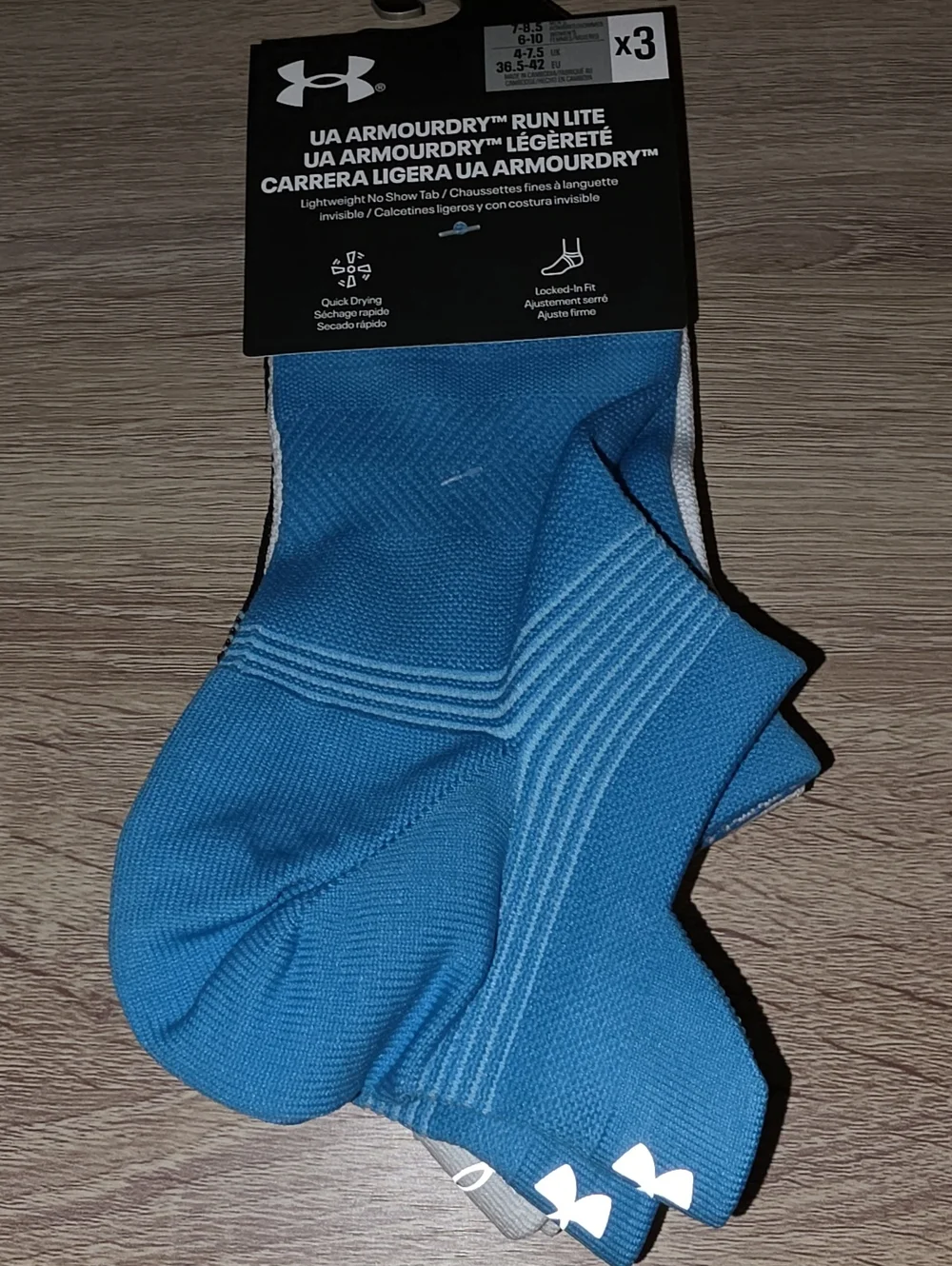 Under Armour Blue Low-Cut UA ArmourDry Run Lite Socks (3-Pack) M, 7-8.5, W 6-10.